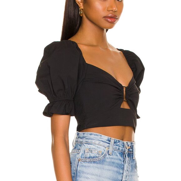 REVOLVE | More To Come | Puff Sleeve Ruched Crop Top | Size Small - Picture 2 of 3